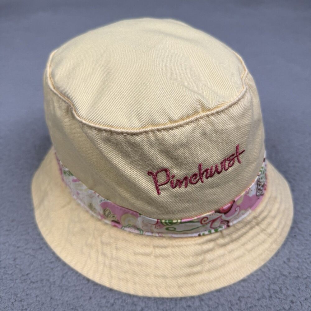 Pinehurst Bucket Hat Womens Yellow Imperial Golf Floral Band Cotton Casual Cap